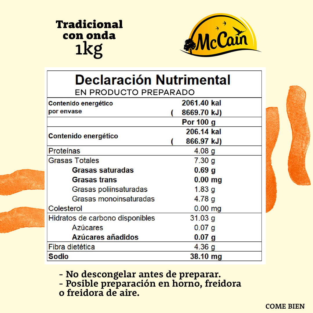 Información nutricional McCain