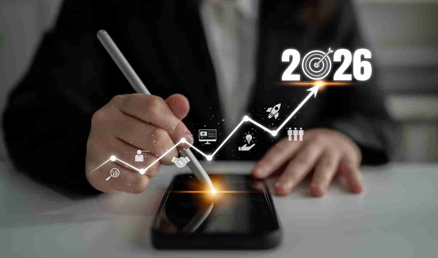 Marketing 2026 tendencias gráfico crecimiento objetivos digital