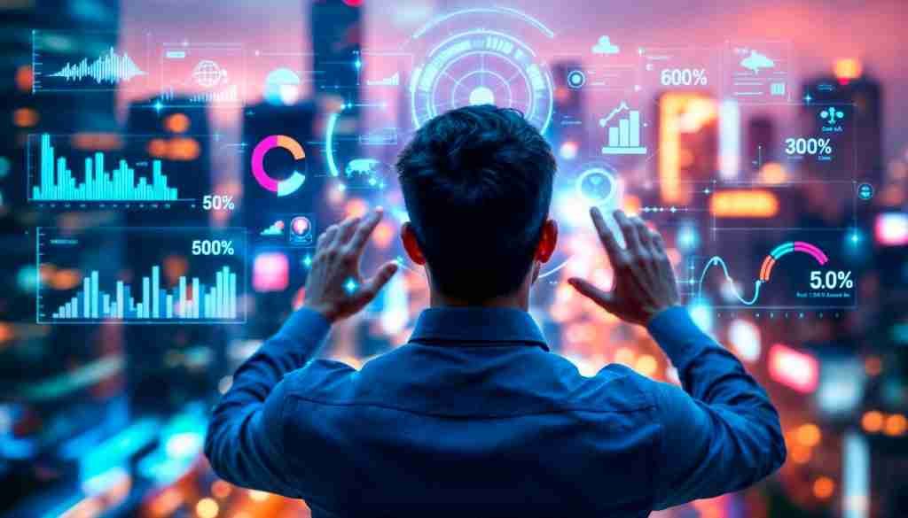 Holograma kpis métricas performance digital